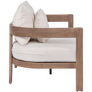  Meridian Newport 65" Cream Water Resistant Fabric Upholstered Outdoor Patio Loveseat IMAGE 4