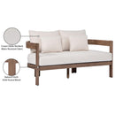 Meridian Newport 65" Cream Water Resistant Fabric Upholstered Outdoor Patio Loveseat IMAGE 9