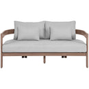  Meridian Newport 65" Grey Water Resistant Fabric Upholstered Outdoor Patio Loveseat IMAGE 3