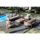  Meridian Newport 86.75" Grey Water Resistant Fabric Upholstered Outdoor Patio Sofa IMAGE 2