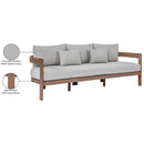  Meridian Newport 86.75" Grey Water Resistant Fabric Upholstered Outdoor Patio Sofa IMAGE 9