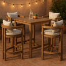  Meridian Newport Beige Water Resistant Fabric Upholstered Outdoor Patio Bar Stool IMAGE 2