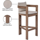  Meridian Newport Beige Water Resistant Fabric Upholstered Outdoor Patio Bar Stool IMAGE 9
