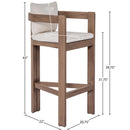  Meridian Newport Cream Water Resistant Fabric Upholstered Outdoor Patio Bar Stool IMAGE 8