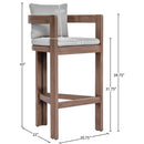  Meridian Newport Grey Water Resistant Fabric Upholstered Outdoor Patio Bar Stool IMAGE 8