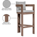  Meridian Newport Grey Water Resistant Fabric Upholstered Outdoor Patio Bar Stool IMAGE 9