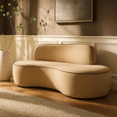  Meridian Swerve 77" Beige Velvet Upholstered Loveseat IMAGE 2