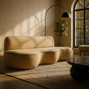  Meridian Swerve 101" Beige Velvet Upholstered Sofa IMAGE 2