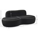  Meridian Swerve 77" Black Velvet Upholstered Loveseat IMAGE 13