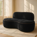  Meridian Swerve 77" Black Velvet Upholstered Loveseat IMAGE 2