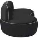  Meridian Swerve 77" Black Velvet Upholstered Loveseat IMAGE 4