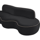  Meridian Swerve 101" Black Velvet Upholstered Sofa IMAGE 15