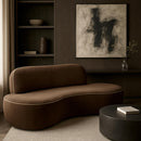  Meridian Swerve 77" Brown Velvet Upholstered Loveseat IMAGE 2