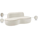  Meridian Swerve 77" Cream Velvet Upholstered Loveseat IMAGE 14