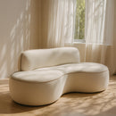  Meridian Swerve 77" Cream Velvet Upholstered Loveseat IMAGE 2