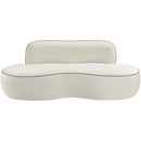  Meridian Swerve 77" Cream Velvet Upholstered Loveseat IMAGE 3