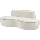  Meridian Swerve 77" Cream Velvet Upholstered Loveseat IMAGE 7