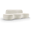  Meridian Swerve 101" Cream Velvet Upholstered Sofa IMAGE 1