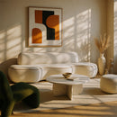  Meridian Swerve 101" Cream Velvet Upholstered Sofa IMAGE 2