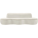  Meridian Swerve 101" Cream Velvet Upholstered Sofa IMAGE 3