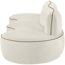  Meridian Swerve 101" Cream Velvet Upholstered Sofa IMAGE 4