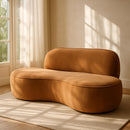  Meridian Swerve 77" Saddle Velvet Upholstered Loveseat IMAGE 2