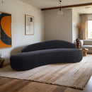  Meridian Caspian 101" Black Chenille Fabric Upholstered Sofa IMAGE 2