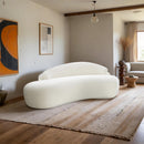  Meridian Caspian 79" Cream Chenille Fabric Upholstered Loveseat IMAGE 2