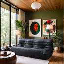  Meridian Relax 77.75" Black Vegan Leather Upholstered Sofa IMAGE 2