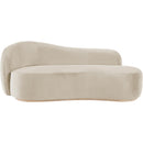  Meridian Gustavo Cream Velvet Upholstered Chaise IMAGE 2