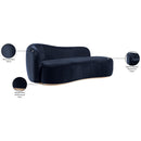 Meridian Gustavo Navy Velvet Upholstered Chaise IMAGE 8