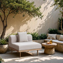  Meridian Laguna Beige Resilient Water Resistant Fabric Upholstered Outdoor Patio Modular Armless Chair IMAGE 2