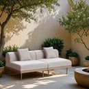  Meridian Laguna 71" Beige Resilient Water Resistant Fabric Upholstered 2 pc Outdoor Patio Modular Loveseat IMAGE 2