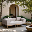  Meridian Laguna 71" Beige Resilient Water Resistant Fabric Upholstered 2 pc Outdoor Patio Modular Loveseat IMAGE 2