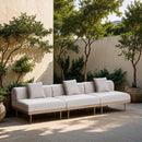  Meridian Laguna 106.5" Beige Resilient Water Resistant Fabric Upholstered 3 pc Outdoor Patio Modular Sofa IMAGE 2