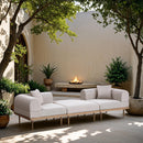  Meridian Laguna 106.5" Beige Resilient Water Resistant Fabric Upholstered 3 pc Outdoor Patio Modular Sofa IMAGE 2