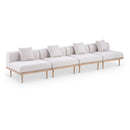  Meridian Laguna 142" Beige Resilient Water Resistant Fabric Upholstered 4 pc Outdoor Patio Modular Sofa IMAGE 1