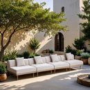  Meridian Laguna 142" Beige Resilient Water Resistant Fabric Upholstered 4 pc Outdoor Patio Modular Sofa IMAGE 2