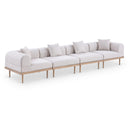  Meridian Laguna 142" Beige Resilient Water Resistant Fabric Upholstered 4 pc Outdoor Patio Modular Sofa IMAGE 1