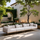  Meridian Laguna 142" Beige Resilient Water Resistant Fabric Upholstered 4 pc Outdoor Patio Modular Sofa IMAGE 2