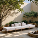  Meridian Laguna 142" Beige Resilient Water Resistant Fabric Upholstered 4 pc Outdoor Patio Modular Sofa IMAGE 2