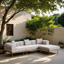  Meridian Laguna 106.5" Beige Resilient Water Resistant Fabric Upholstered 4 pc Outdoor Patio Modular Sectional IMAGE 2