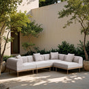  Meridian Laguna 106.5" Beige Resilient Water Resistant Fabric Upholstered 4 pc Outdoor Patio Modular Sectional IMAGE 2