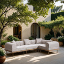  Meridian Laguna 106.5" Beige Resilient Water Resistant Fabric Upholstered 4 pc Outdoor Patio Modular Sectional IMAGE 2