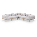  Meridian Laguna 106.5" Beige Resilient Water Resistant Fabric Upholstered 5 pc Outdoor Patio Modular Sectional IMAGE 1