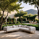  Meridian Laguna 106.5" Beige Resilient Water Resistant Fabric Upholstered 5 pc Outdoor Patio Modular Sectional IMAGE 2