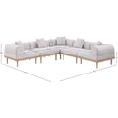  Meridian Laguna 106.5" Beige Resilient Water Resistant Fabric Upholstered 5 pc Outdoor Patio Modular Sectional IMAGE 5