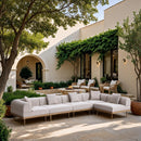  Meridian Laguna 142" Beige Resilient Water Resistant Fabric Upholstered 5 pc Outdoor Patio Modular Sectional IMAGE 2