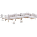  Meridian Laguna 142" Beige Resilient Water Resistant Fabric Upholstered 5 pc Outdoor Patio Modular Sectional IMAGE 6