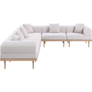  Meridian Laguna 142" Beige Resilient Water Resistant Fabric Upholstered 6 pc Outdoor Patio Modular Sectional IMAGE 3